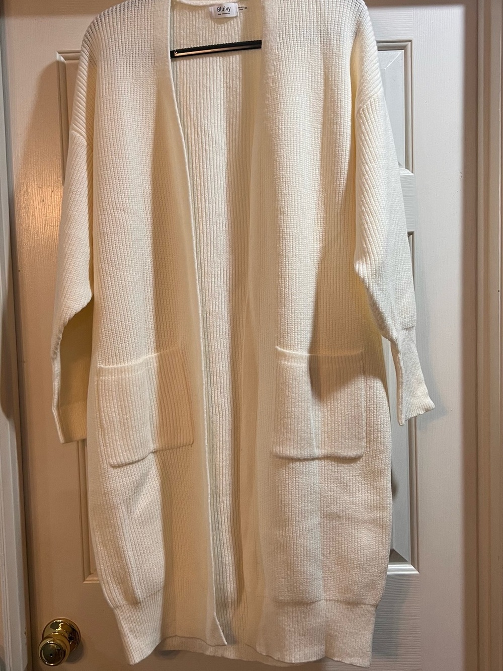 Bluivy Cream Ribbed Open Cardigan NWOT